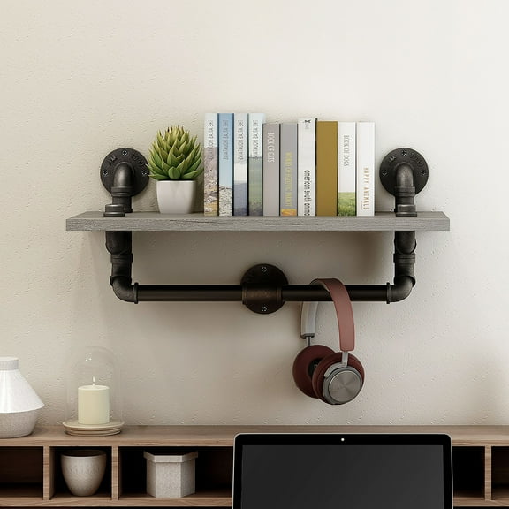 Trent 1-Shelf Wood Vintage Gray Oak Wall Shelf