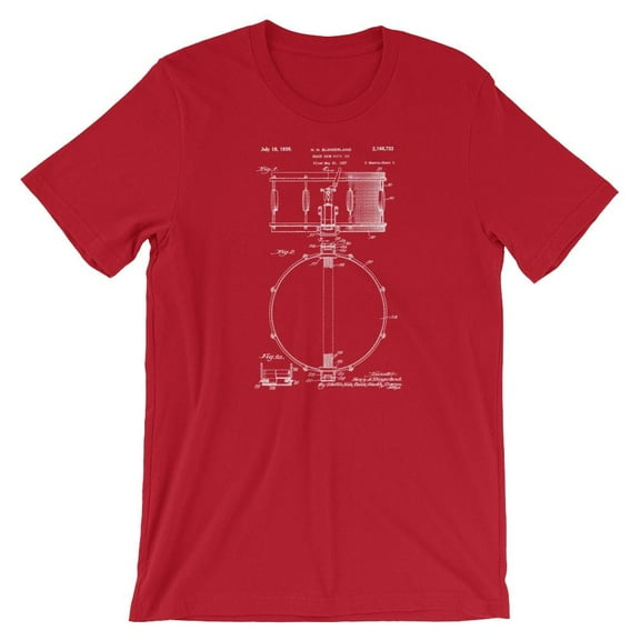 Mighty Circus Snare Drum Patent T-Shirt - Red, Double Extra Large