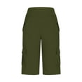 thumbnail image 4 of Mlzmgr Biker Shorts for Women Cargo Pants with Pockets Athltic Long Shorts Elastic Waist Casual Hiking Workout, 4 of 5