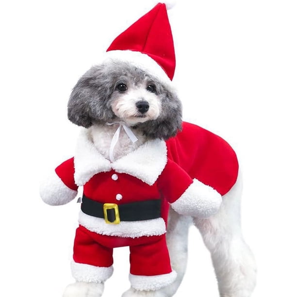 Disfraces navideños para mascotas Disfraz de perro con sombrero Disfraz de Papá Noel Sudaderas con capucha para perros Disfraces navideños para gatos Disfraz de fiesta Cálido en invierno (S) brillar Electrónica