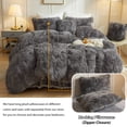 thumbnail image 5 of LIFEREVO 2 Pieces Luxury Shaggy Faux Fur Duvet Cover Set Soft Fluffy Fuzzy Comforter Set Ombre Marble Print Furry Bedding,1 Long Plush Duvet Cover+1 Pillow Cover,Zipper Closure,Tie Dye Grey,Twin, 5 of 6