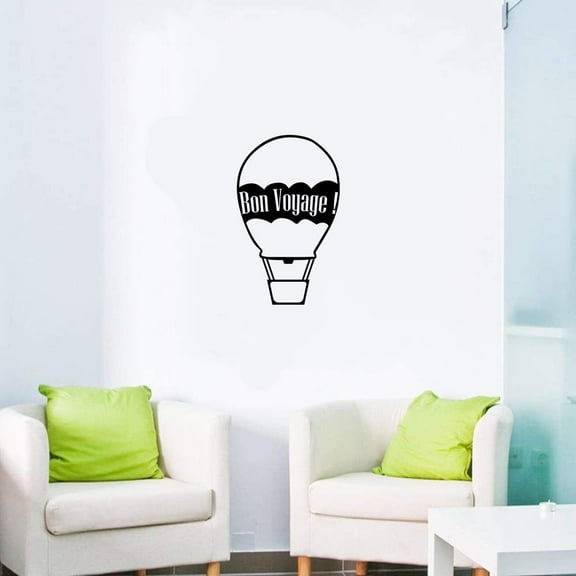 Bon Voyage Quote Hot Air Balloon Quotes Wall Sticker Art Decal for Girls Boys Kids Room Bedroom Nursery Kindergarten Garage House Fun Home Decor Stickers Wall Art Vinyl Decoration Size (10x8 inch)