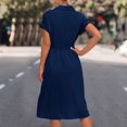 thumbnail image 4 of Blouse Dress Knee Length Short Sleeve Summer Dress Elegant V Neck Midi Dress Casual Summer Dresses Party Dress Shirt Dress, 4 of 9