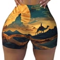 thumbnail image 2 of Salouo Sunset Desert Journey Print Women's Athletic Shorts,Booty Shorts Biker Shorts High Waisted Elastic Workout Shorts for Yoga Gym Running Sports-Large, 2 of 8