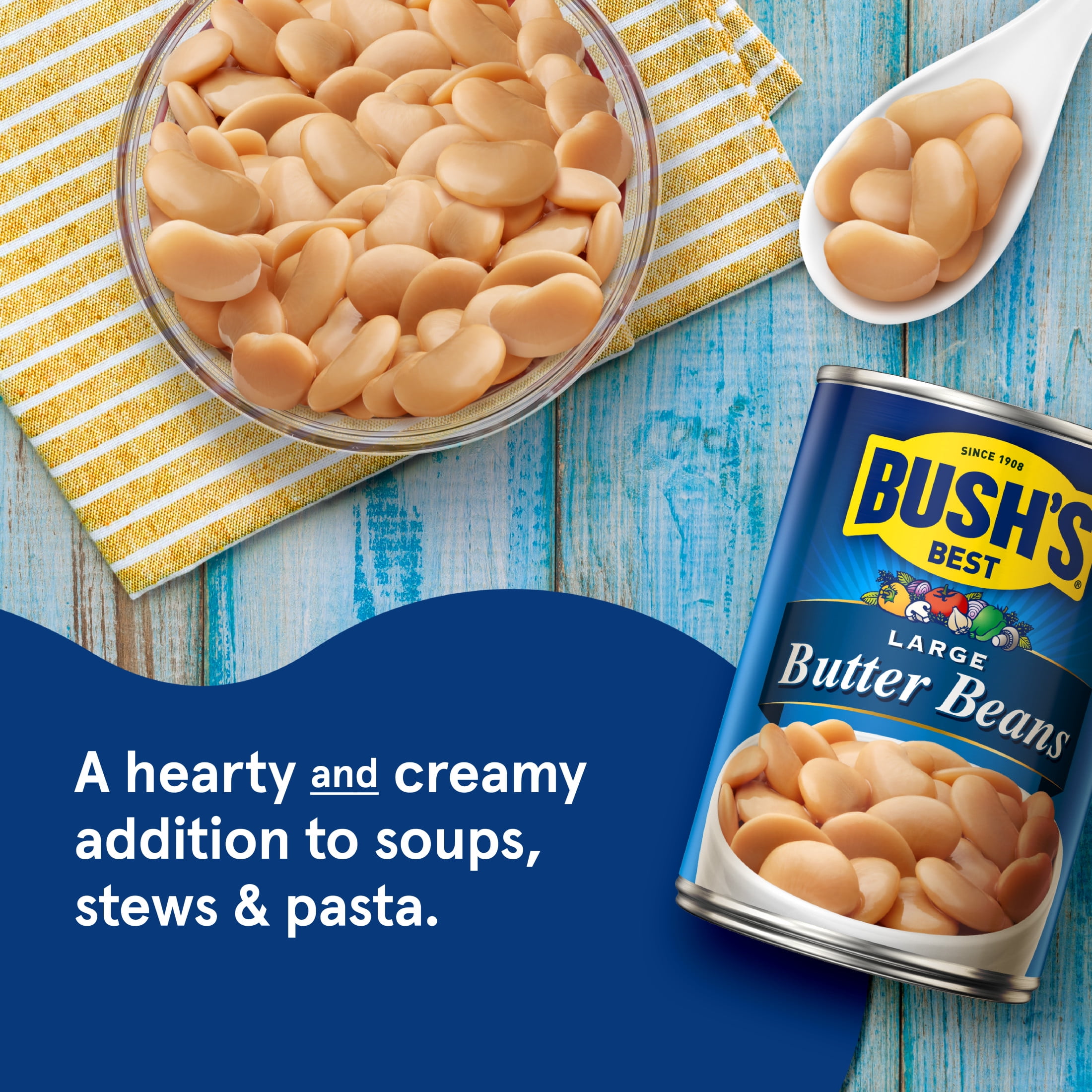 Bush's Large Butter Beans Beans, Canned Butter Beans, 16 oz Can