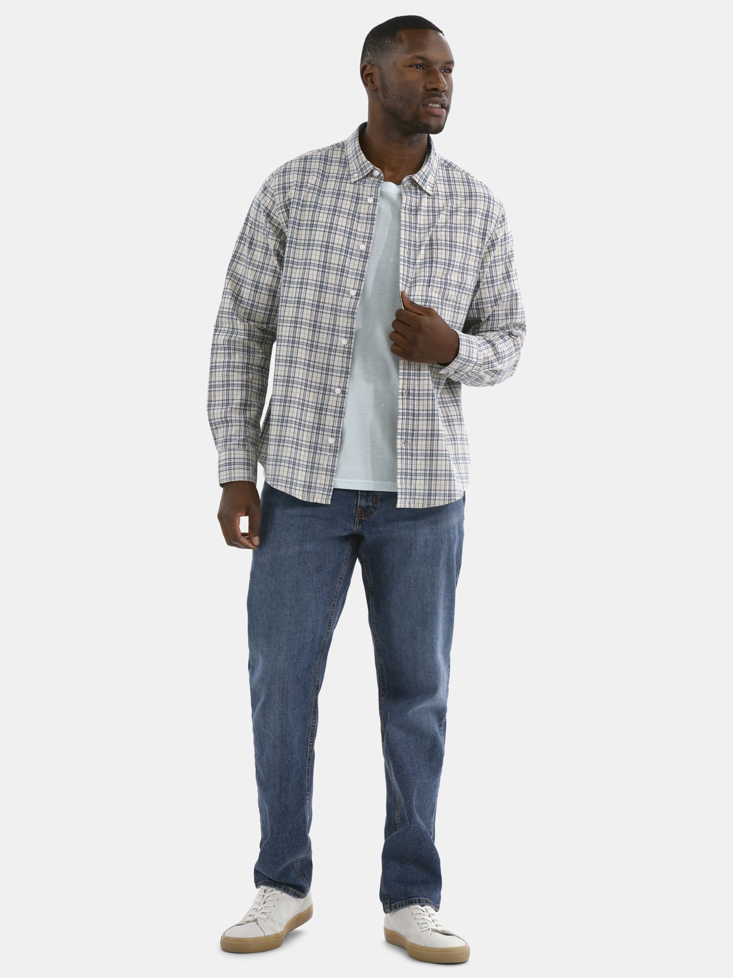 George Men's & Big Men's Classic Fit Poplin Shirt with Long Sleeves, Sizes S-3XL