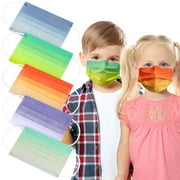 Kids Disposable Face Masks Colorful Colored 3Ply Ombre Color Designs Children with Nose Clip Earloop Boys Girls 4-12 Years Old 50 Pcs