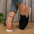 thumbnail image 6 of Black Flat Shoes For Women Slip On Mules Backless Loafers Solid Color Casual Shoes Soft Suede Material Comfortable Everyday Footwear Size 36, 6 of 9