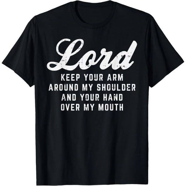 Camiseta de Regalo Cristiana con Diseño "Lord Arm Shoulder Hand Mouth God Jesus Prayer" para Mujer - Talla Extra Grande a 4XL - Colores Negro y Blanco