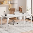 thumbnail image 2 of Tribesigns White Marble Executive Desk with Metal Legs, 63" Sintered Stone Office Desk, Modern Computer Desk Study Writing Desk for Home Office, 2 of 6