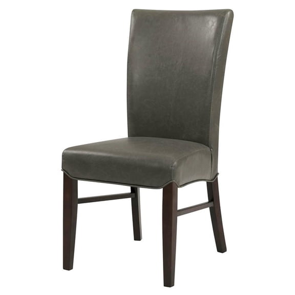 Pemberly Row Modern 19.5" Bonded Leather Chair in Gray (Set of 2)