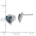 thumbnail image 4 of Sterling Silver Rhodium Plated Blue & White Diamond Hearts Earrings (10 X 10) Made In India qe10723, 4 of 5