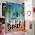 thumbnail image 3 of Palm Leaf Shower Curtains for Bathroom, Life Is Better at The Beach Green Leaf Washable Fabric Shower Curtain with Hooks Waterproof Bathroom Decor Sets, 72 x 72 Inches, 3 of 9