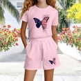 thumbnail image 4 of Amidoa Girls Summer 2 Piece Outfits Floral Short Sleeve and Casual Shorts Kids Clothing Set Pink Size 6, 4 of 5