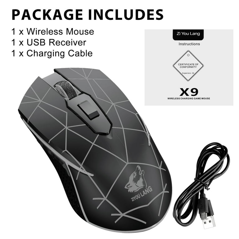 Wireless Gaming Mouse Rechargeable Computer Mouse with Rainbow RGB  Backlight, 3 Adjustable DPI, 7 Buttons, Ergonomic Grip, USB 2.4GHz Optical  Mice for Laptop PC Mac Gamer Office 