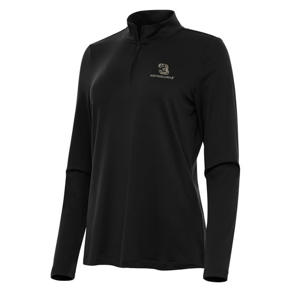 Women's Antigua Black Austin Dillon Reprocess Quarter-Zip Top