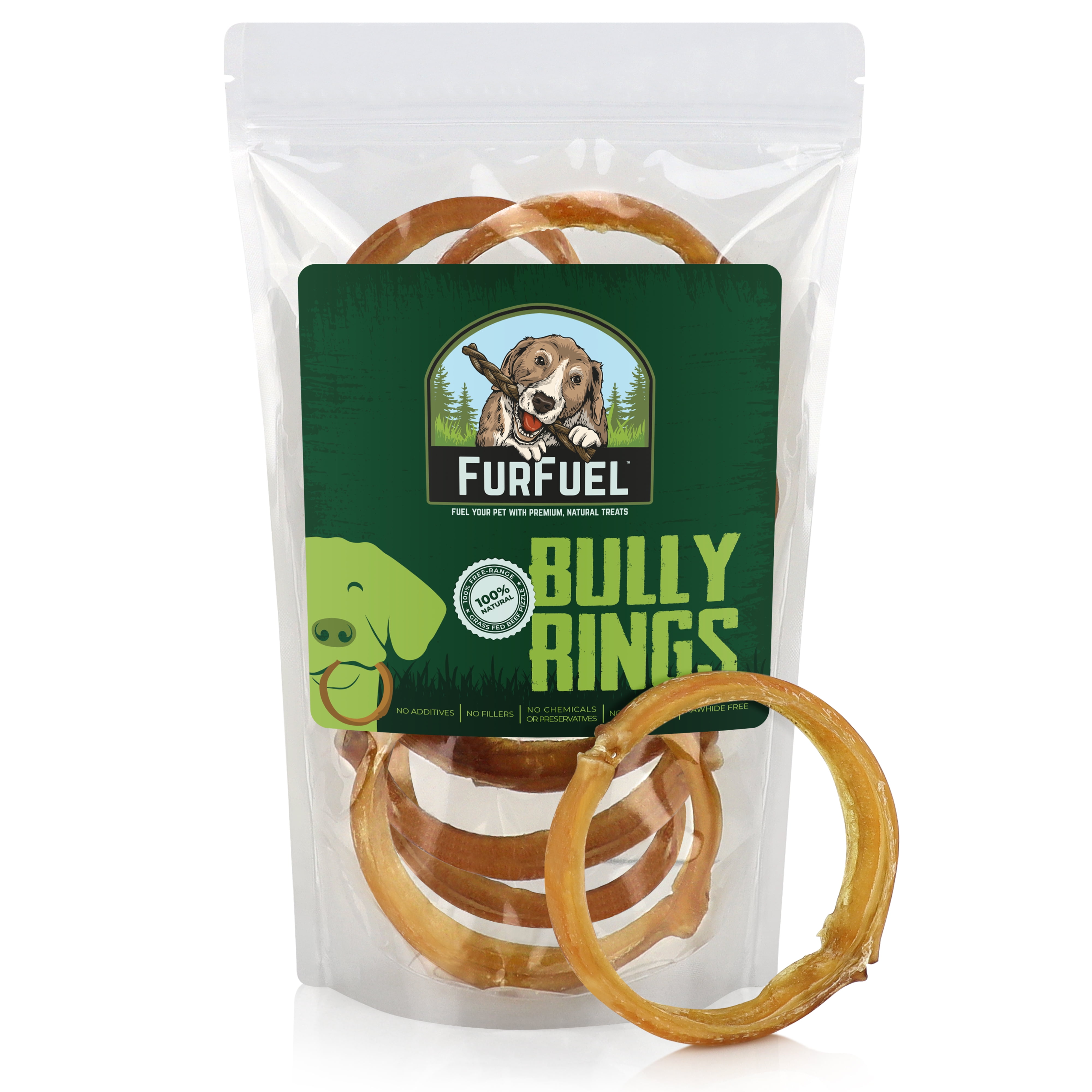 FurFuel Bully Stick Rings for Dogs, 6 Pack. 1 Ingredient Chew made from