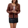thumbnail image 2 of Suéteres de Punto para Mujer, Moda de Otoño, Larga, Botones, Chaqueta Informal de Moda, Ropa de Invierno Color Caramelo XL, 2 of 8