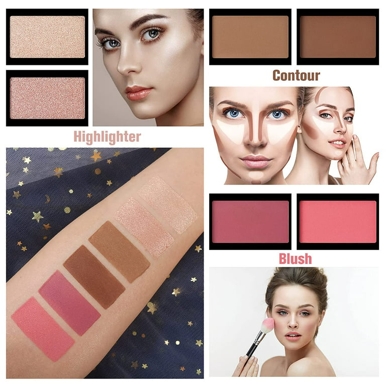 Shimmer Highlighter Makeup Contour Palette Blush Bronzer Powder