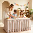 thumbnail image 4 of 75*180cm Solid Ruffled Desk Table Skirt Wrinkle Resistant Decorative Cover For Kitchen Indoor Event Table Decoration Khaki, 4 of 4