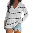 thumbnail image 1 of Innerwin T-shirt à Col en V pour Femme Tee Tenue Quotidienne T-shirt Rayé Ample Blanc m, 1 of 2