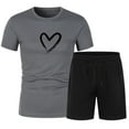 thumbnail image 1 of Penkiiy Two Piece Set 2024 Summer Lounge Tracksuit Outfits Shorts And Short Sleeve Tops Matching Leisure Set With Pockets 2XL Dark Gray, 1 of 4