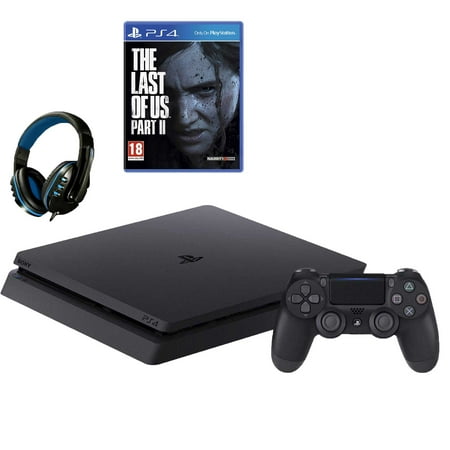Sony 2215B PlayStation 4 Slim 1TB Gaming Console Black With The Last of Us Part II Game BOLT AXTION Bundle Used