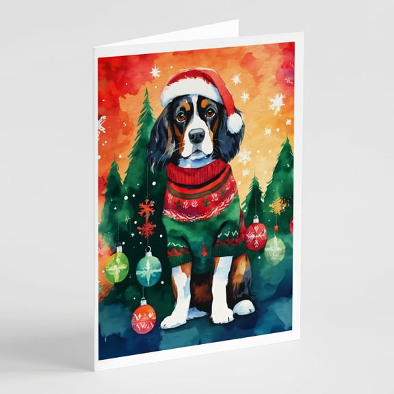 Cavalier Spaniel Christmas Greeting Cards Pack of 8 7 in x 5 in