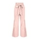 thumbnail image 4 of Pantalones largos de pierna ancha con volantes de Color sólido con correas de cordón de cintura alta informales a la moda para mujer Fridja alkflakhf35204, 4 of 5