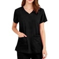 thumbnail image 3 of Womens Scrubs Tops, V-Neck Breathable Scrub Tops Woment with Pocket Stretch Fabric Scrubs for Women, Medical Scrub Shirt Black 2XL, 3 of 4