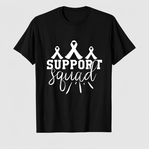 Women's Breast Cancer Awareness Support Squad Ribbon Graphic T-Shirt, 100% Cotton Short Sleeve Shirt
