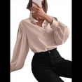 thumbnail image 2 of Camisas con Botones para Mujer, Blusas de Otoño para Mujer, Blusas Informales de Negocios para Mujer Caqui L, 2 of 8