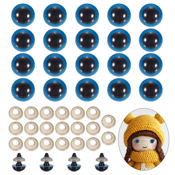 Uxcell 14mm Safety Eyes, 20Pcs Realistic Doll Crocheting Safety Eyes with Washers for Decor Crochet Accessories Dolls Craft Halloween, Blue