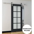 thumbnail image 3 of Sturdy Barn Door Frosted Glass | Veregio 7412 Antracite | 6.6FT Rail Hangers Heavy Hardware Set | Solid Panel Interior Doors-32" x 84"-Silver Rail, 3 of 6