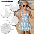 thumbnail image 4 of DISNIMO Easter Egg Print Girls Swimsuit with Skirt Bunny Flower Print One Piece Bathing Suit Quick Dry Swimwear 3-13Y Hawaiian Beach Summer Swim Dress, 4 of 8