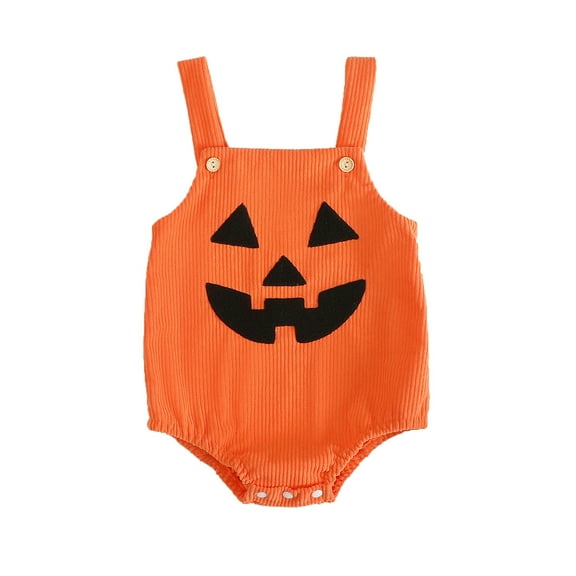 MUXiin Baby Halloween Bodysuit Orange Pumpkin Print Unisex Romper Soft Short Sleeve Cute Fall Outfit for Boys Toddler Comfortable Breathable,Black,6-12 Months