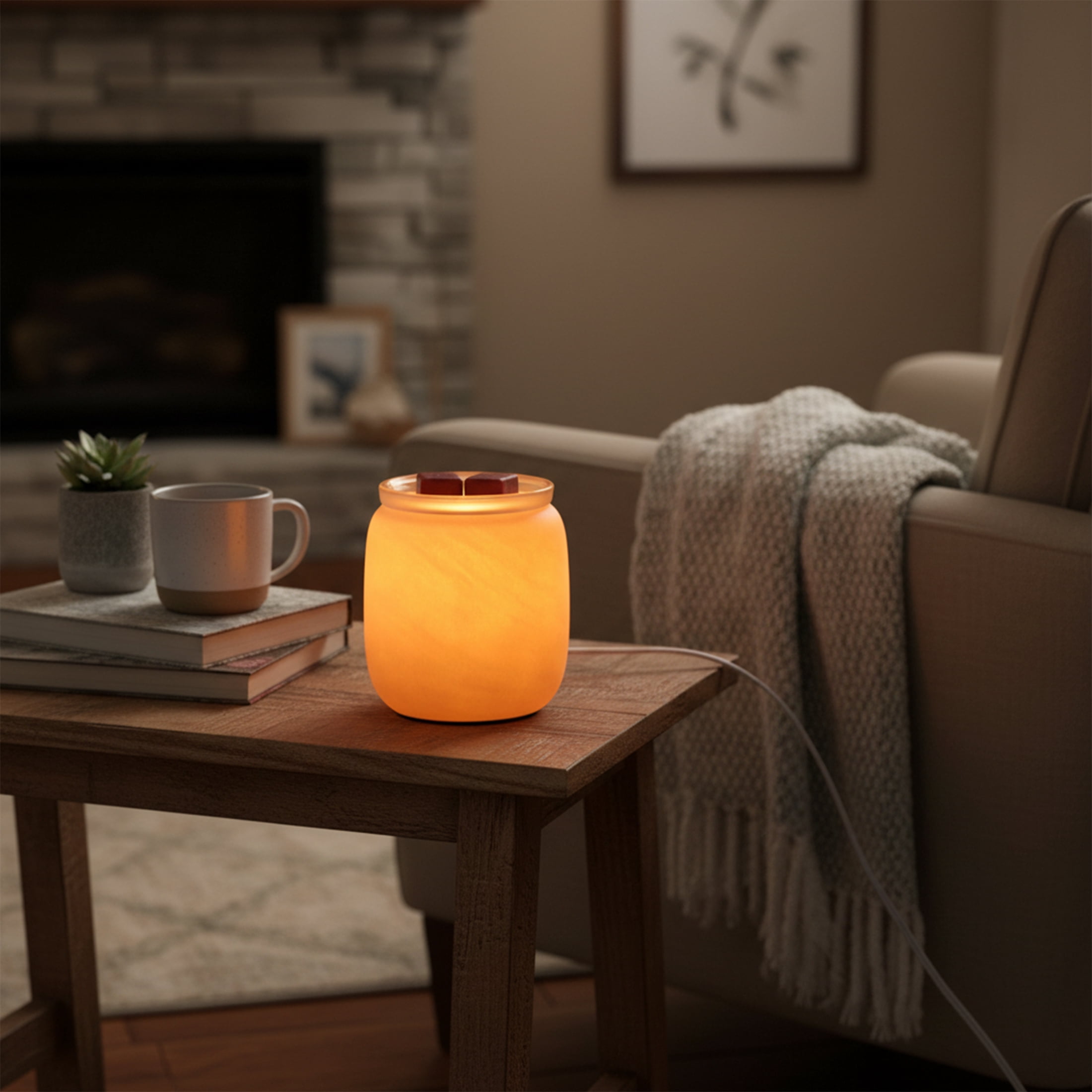 Mainstays Frosted Glass Wax Melt Warmer, Scent Warmer, Papyrus Beige