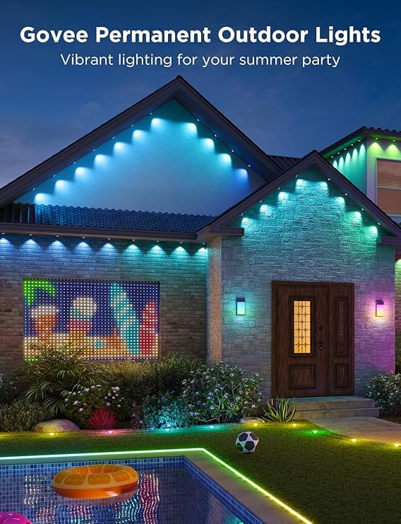 Govee RGBIC WiFi Wireless Outdoor Permanent String Lights, 100ft, White