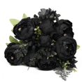 thumbnail image 4 of Ramo de flores artificiales con forma de peonía de seda, color negro (1 unidad), 4 of 4