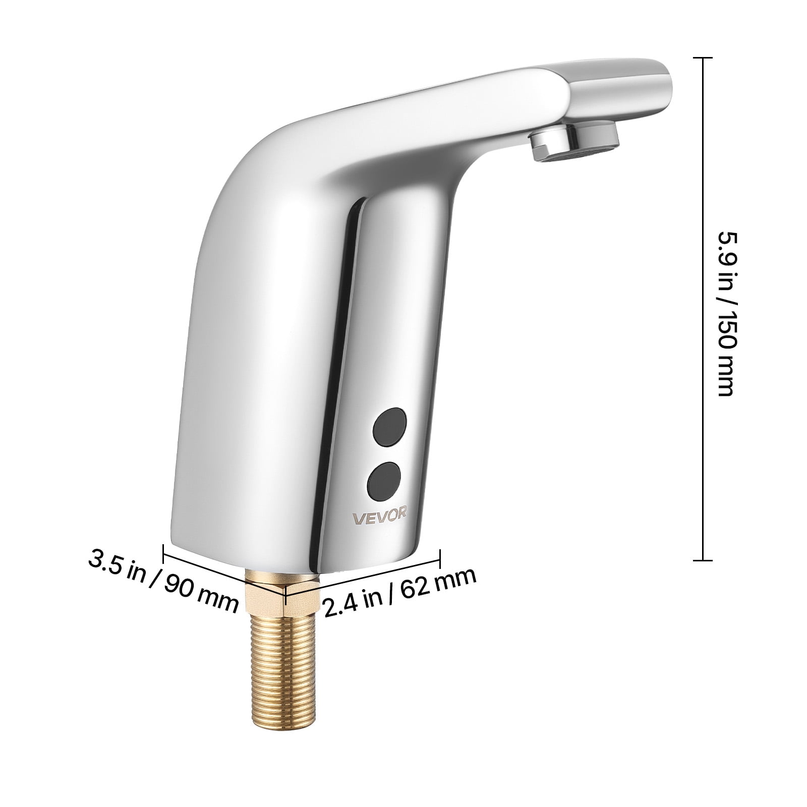 VEVOR Touchless Bathroom Sink Faucet, Automatic Motion Sensor Restroom Toilet Faucet Cold Water with Single Hole, Battery Operated for 9/16 in Pipe Commercial Lavatory,Chrome Plated Silver