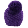 thumbnail image 2 of Winter Chunky Knit Beanie for Women with Double Pom Pom Ears, Purple, 2 of 4