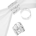 thumbnail image 4 of 12 piezas de anillos de servilleta de metal con patrón de rosa hueca para la cena, 4 of 6