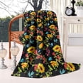 thumbnail image 2 of Black Colorful Flower Sunflower Pattern Blanket,Comfortable Soft Flannel Throw Blanket,All Season,Warm Lightweight Blankets for Sofa Bed Couch Living Room Chair,40"x50", 2 of 4