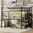 thumbnail image 5 of Deiokin Twin XL Loft Bed with L-Shaped Desk & Wardrobe, Metal High Loft Bed with USB Charging, LED Lights, and Storage Stairs for Teens Adults, 5 of 8