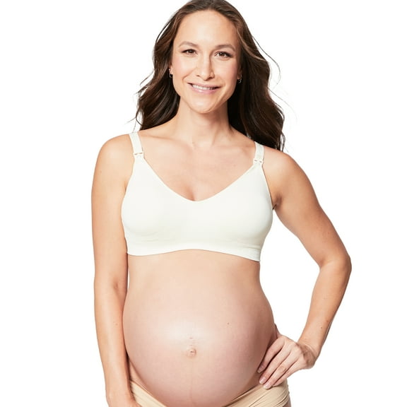 Cake Maternity Women's Maternity and Nursing Rock Candy Luxury Seamless Contour Bra (with removable pads), Ivory, Large