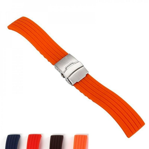 Silicone Rubber 16,18, 20, 22, 24mm Watch Strap Band Deployment Buckle Waterproof Watchband with Stainless Steel Buckle 4 Color