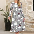 thumbnail image 2 of Women's Christmas Printed Fashionable Loose Round-Neck Dress, Holiday Print, Casual Wear, Retro Style, Comfort Fit, Everyday Dress, Festive,Gray,XL, 2 of 5