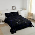 thumbnail image 3 of YST Geometric Comforter Set, Geometry Irregular Diamond Bedding Set For Kids Teens Adult Women, Lightweight Microfiber Quilt All Season - 1 Comforter, 1 Pillow Case(Black Purple Blue, Twin), 3 of 5