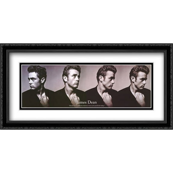 James Dean Dream As You Live 2x Matted 40x16 Large Black Ornate Framed Art Print