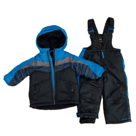 Infant Boys 2-Piece Blue Gray Black Insulated Coat & Snow Bibs Snowsuit Set